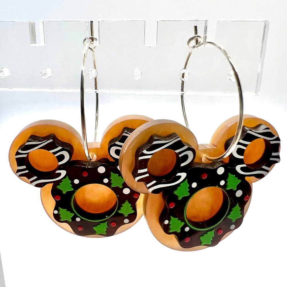 Mickey Earrings - Wreath Earrings - Christmas Accessories - Donut Earrings